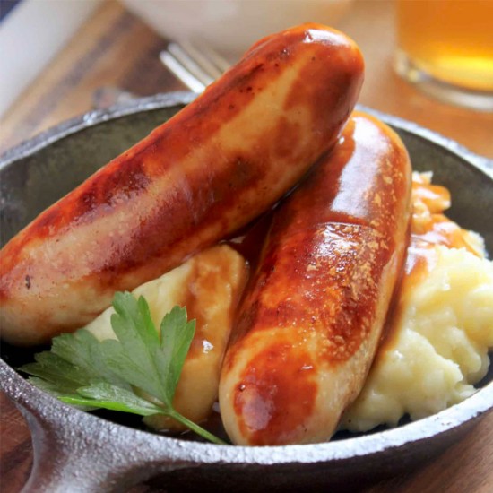 Willie's Palethorpe Bangers and Mash